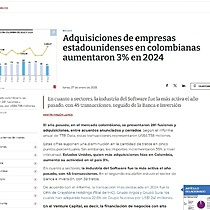 Adquisiciones de empresas estadounidenses en colombianas aumentaron 3% en 2024